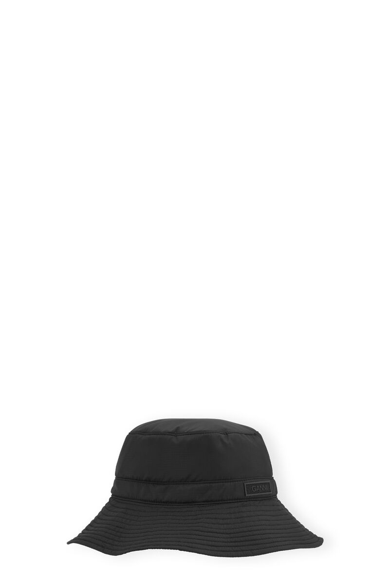 Schwarzer Fischerhut aus Tech-Gewebe, Recycled Polyester, in colour Black - 1 - GANNI