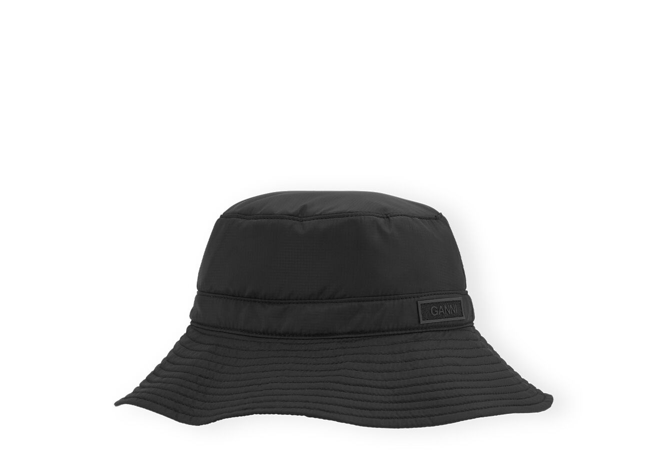 Black Tech Bucket Hat, Recycled Polyester, in colour Black - 1 - GANNI