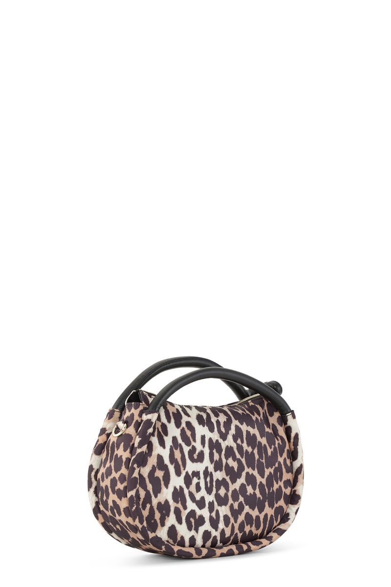 Leopard Mini Knot Bag , Recycled Polyester, in colour Leopard - 2 - GANNI