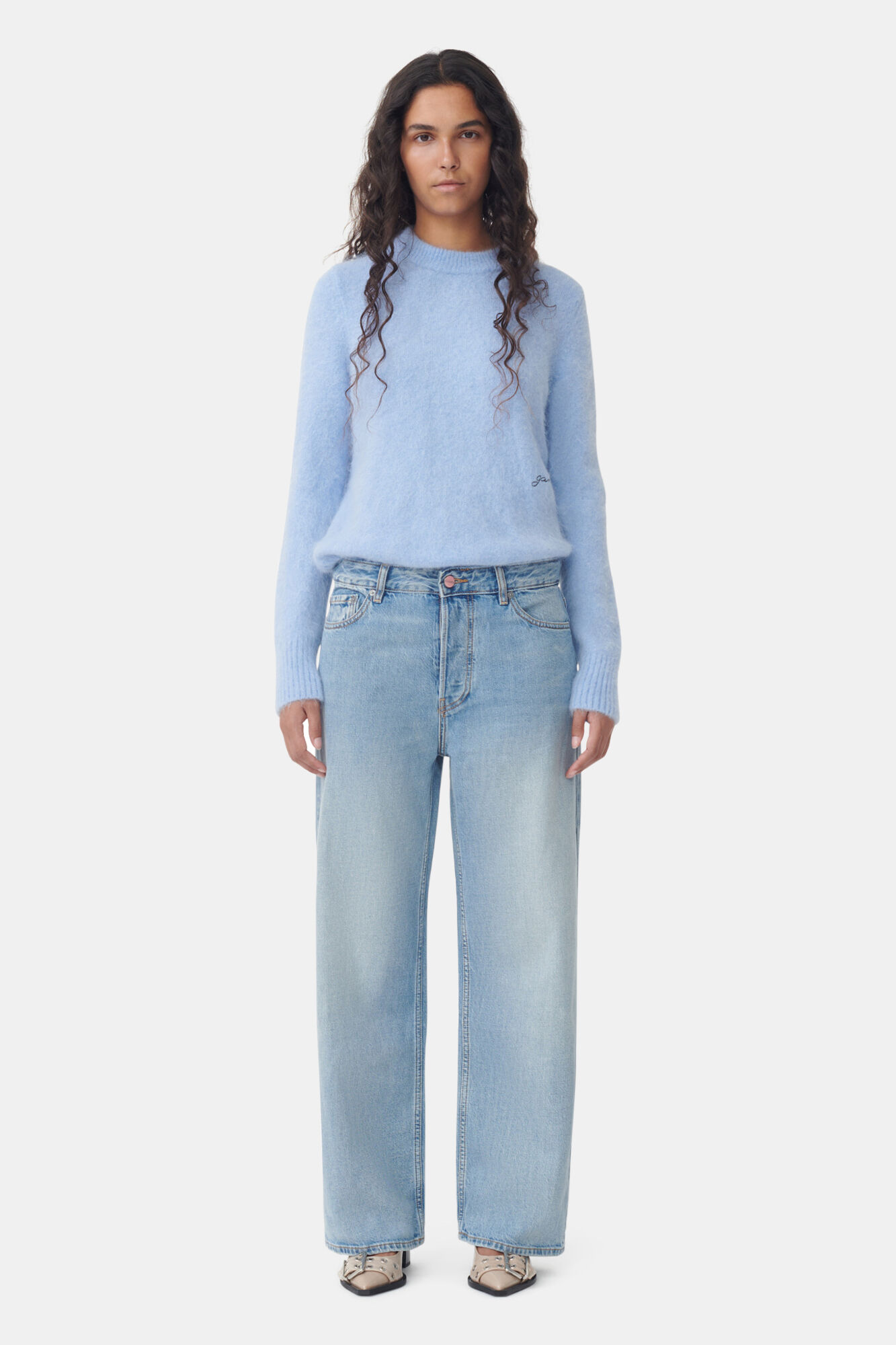 Jean Izey Light Blue Vintage, Cotton, in colour Light Blue Vintage - 1 - GANNI