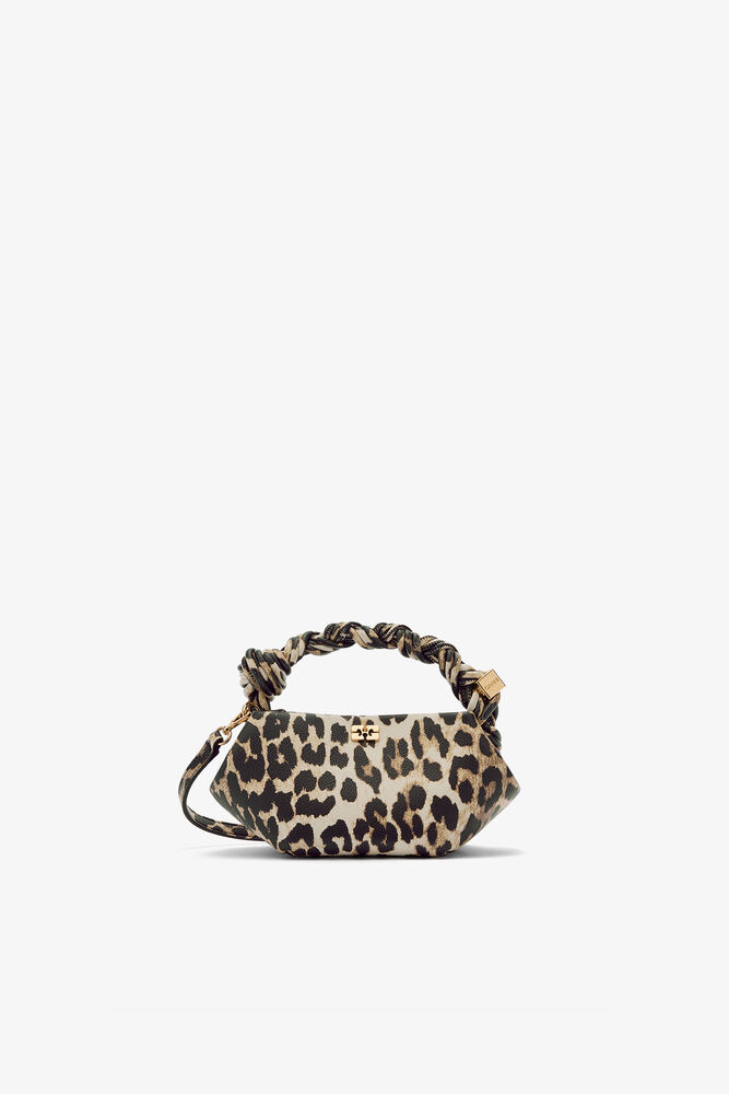 Leopard Grained Mini Bou Bag, Almond Milk