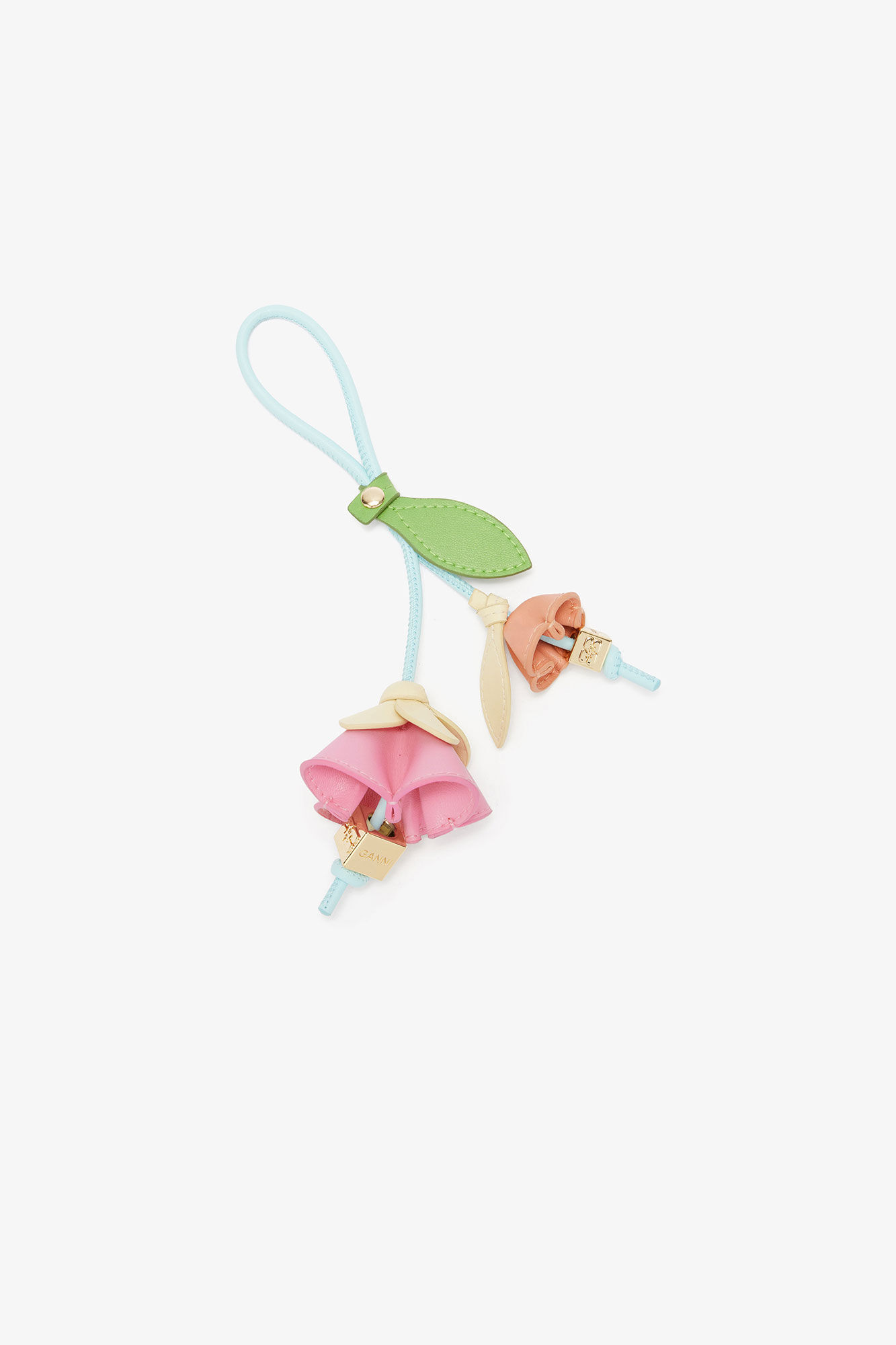 Flower Charm, Recycled Leather, in colour Pink Drink - 1 - GANNI