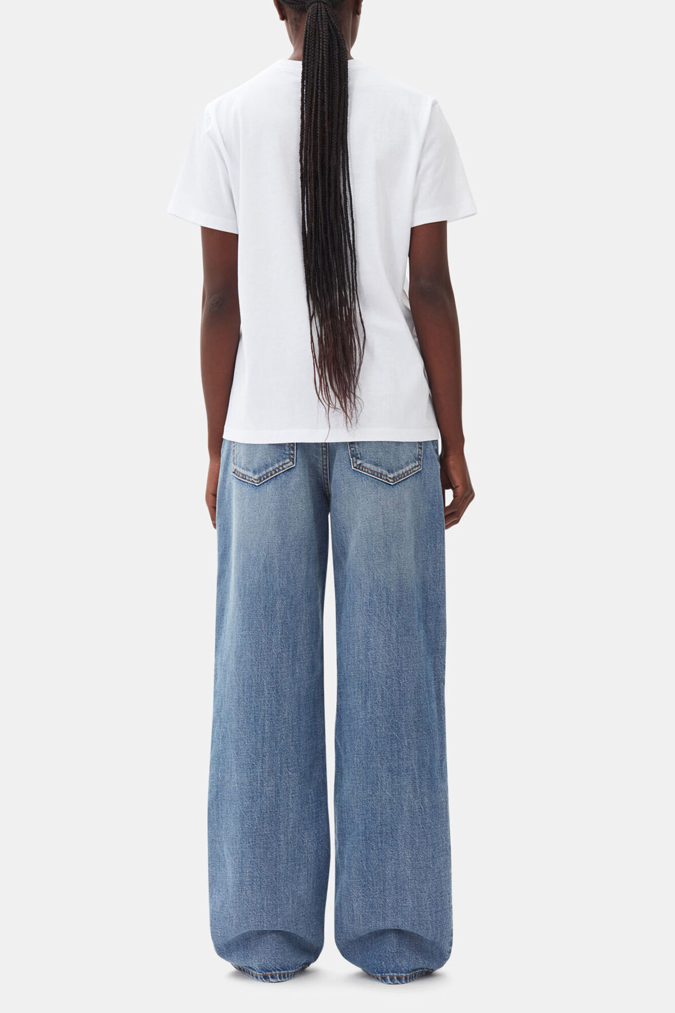 White Basic Jersey Cherry Relaxed T-shirt, Organic Cotton, in colour Bright White - 4 - GANNI