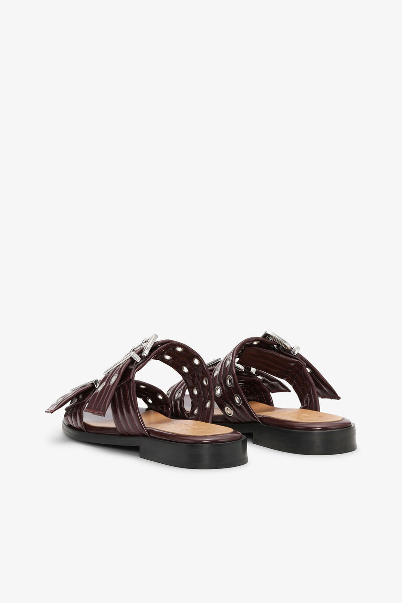 Sandales f&eacute;minines &agrave; boucles &agrave; deux sangles bordeaux, Oleatex&trade;, in colour Tawny Port - 3 - GANNI