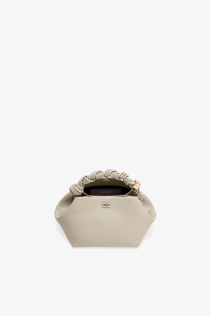 Light Grey Small Bou Bag, Recycled Leather, in colour Oyster Gray - 3 - GANNI