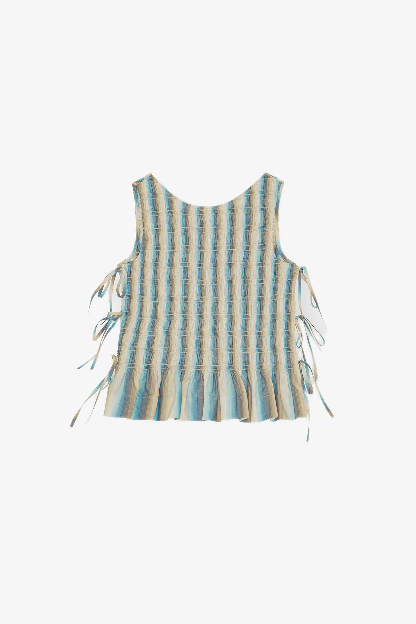 Ombre Striped Cotton Smock Tie Top, Cotton, in colour Multicolour - 1 - GANNI