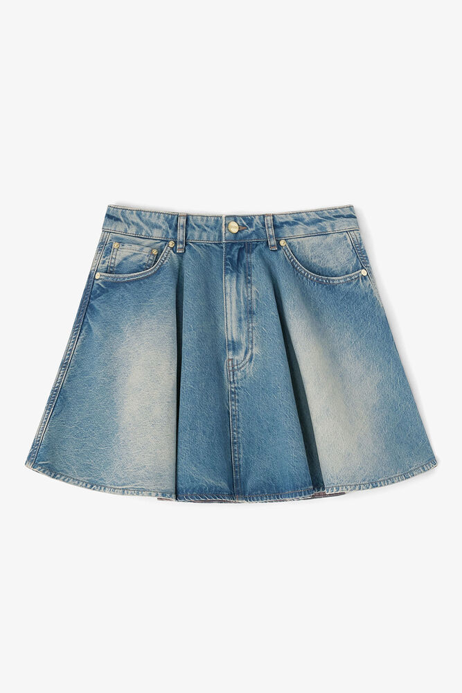 Tint Rigid Denim Skirt, Mid Blue Vintage