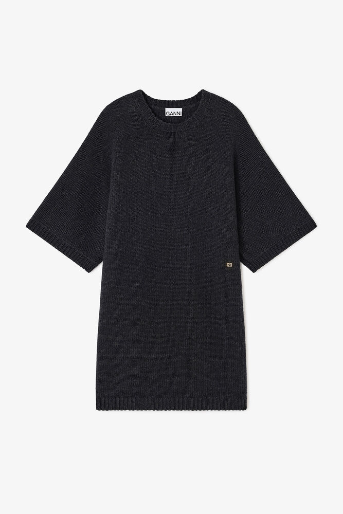 Dark Grey Wool Mix Dress, Phantom