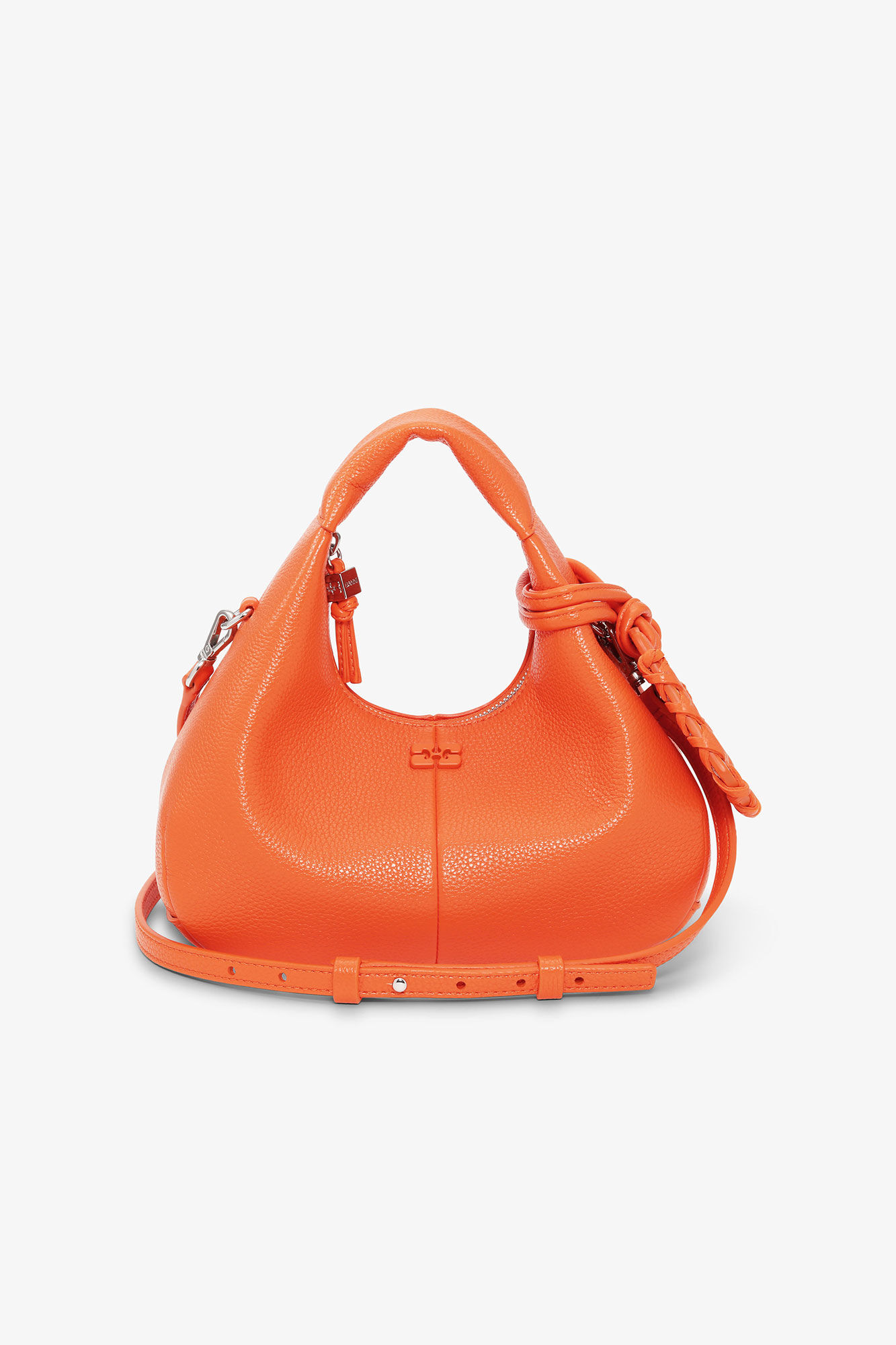 Orange Mini Hobo Bag, Polyurethane, in colour Russet Orange - 1 - GANNI