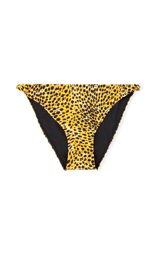 Recycled Printed Twisted Bikini Briefs, Bright Marigold