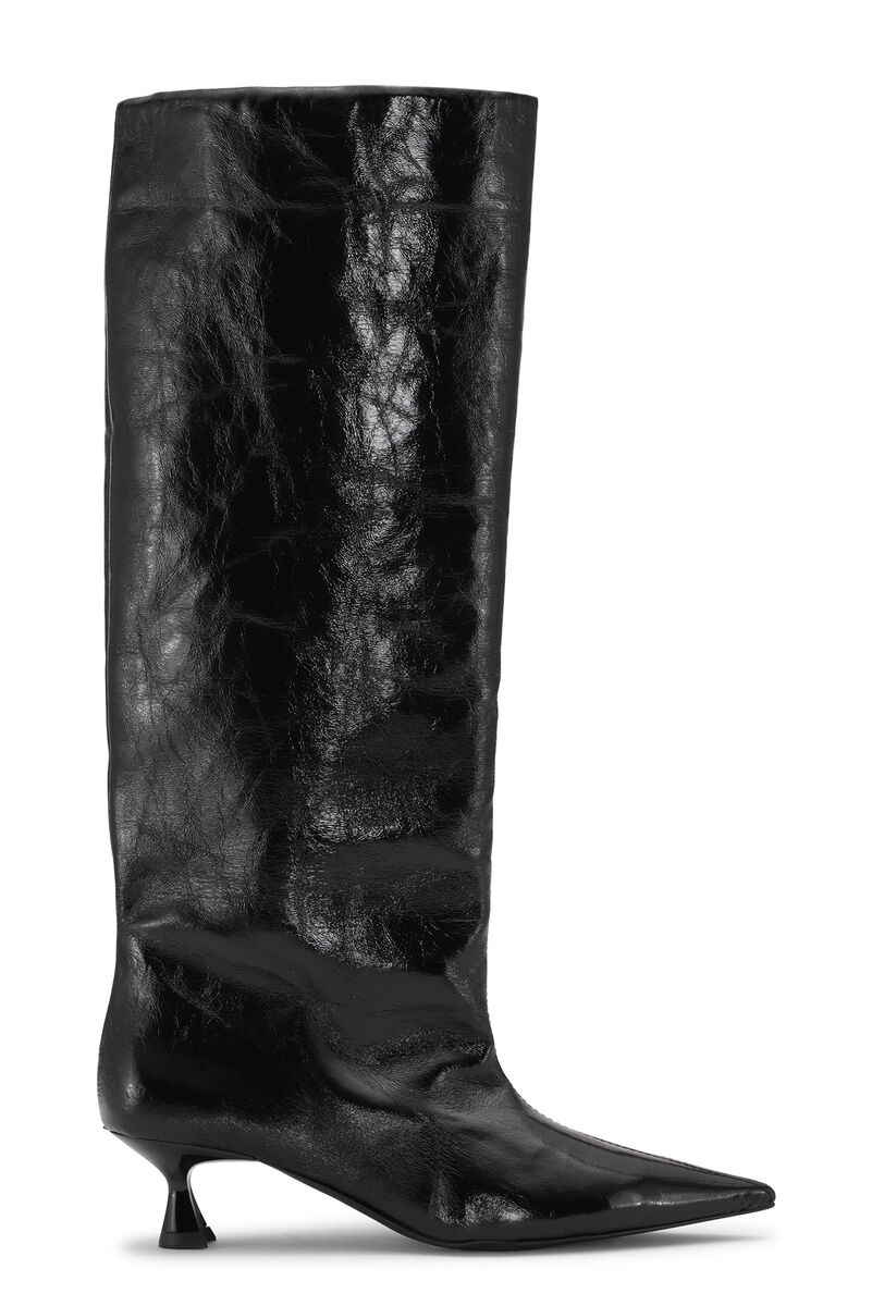 Black Soft Slouchy High Shaft Boots , Polyester, in colour Black - 1 - GANNI
