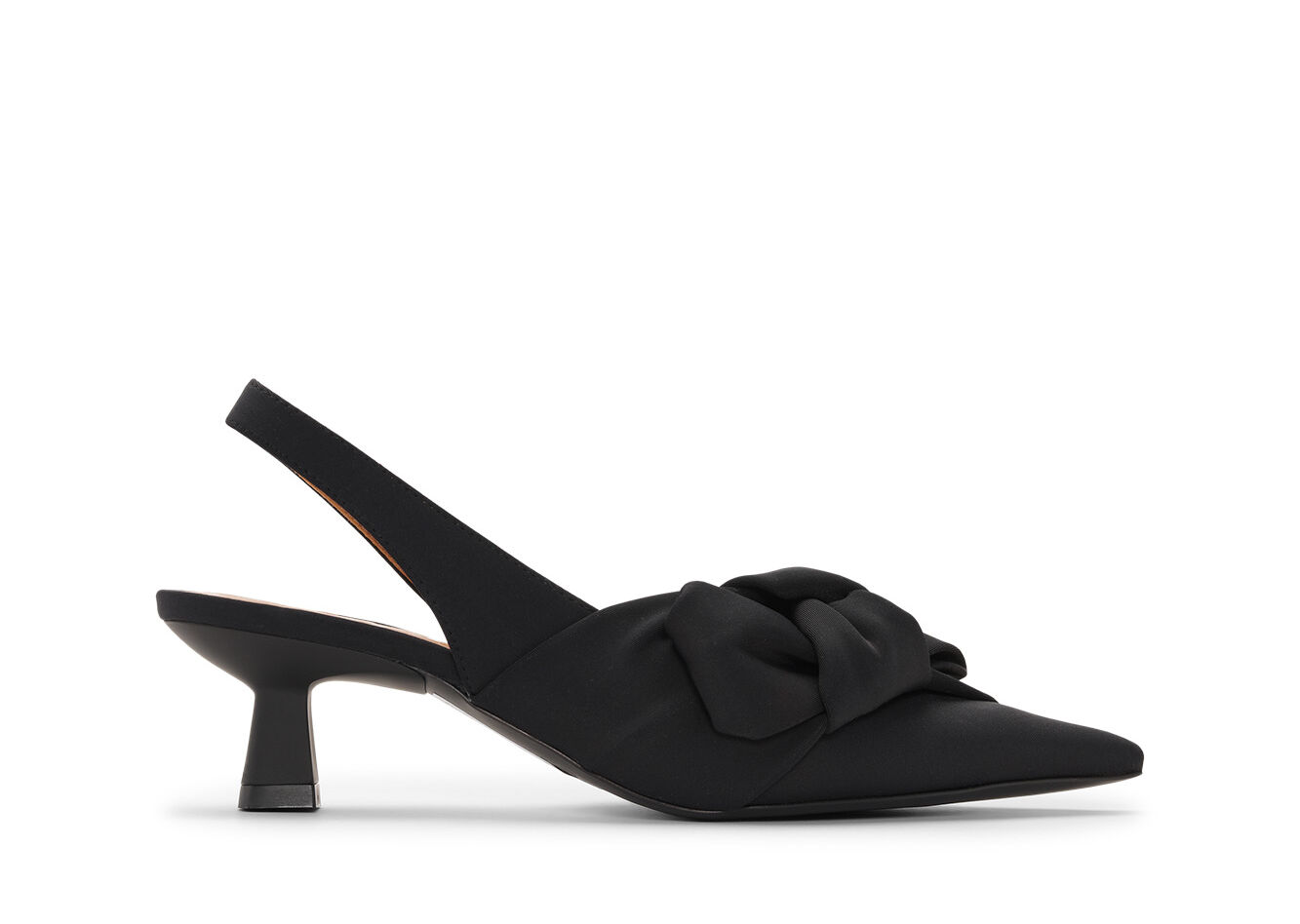 Soft Bow Slingback Heels, Elastane, in colour Black - 1 - GANNI