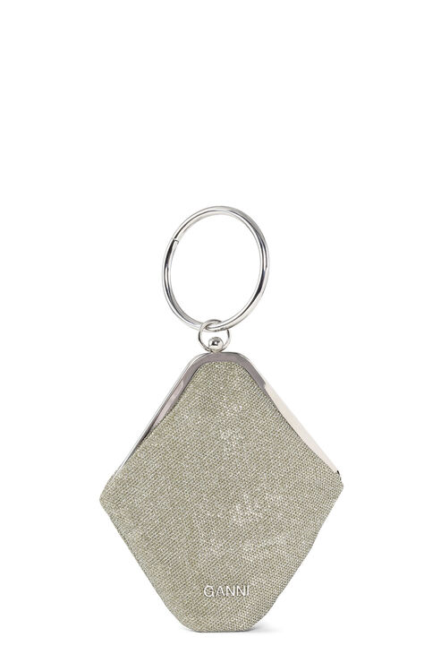 Ganni Diamond Glitter Ring Handle Bag In Gold