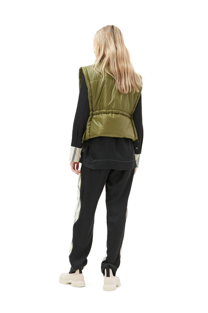 Shiny Quilt Vest, Nylon, in colour Spaghnum - 2 - GANNI