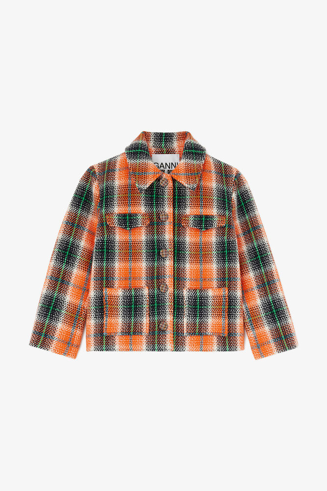 Blazer in Graphic Check, Mandarin Orange