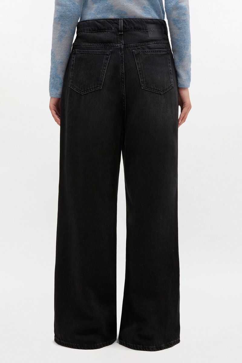 Black Washed Baggy Jeans, Lyocell, in colour Black Washed - 3 - GANNI