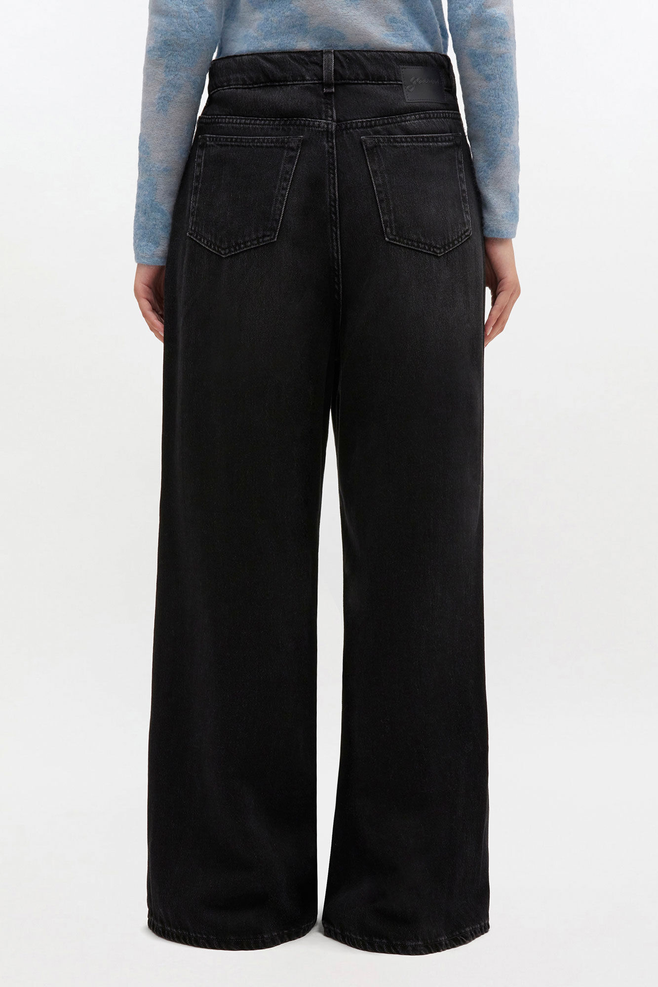 Black Washed Baggy Jeans, Lyocell, in colour Black Washed - 3 - GANNI