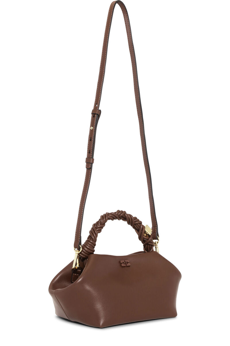 Brown Small GANNI Bou Bag, Polyester, in colour Chocolate Fondant - 2 - GANNI