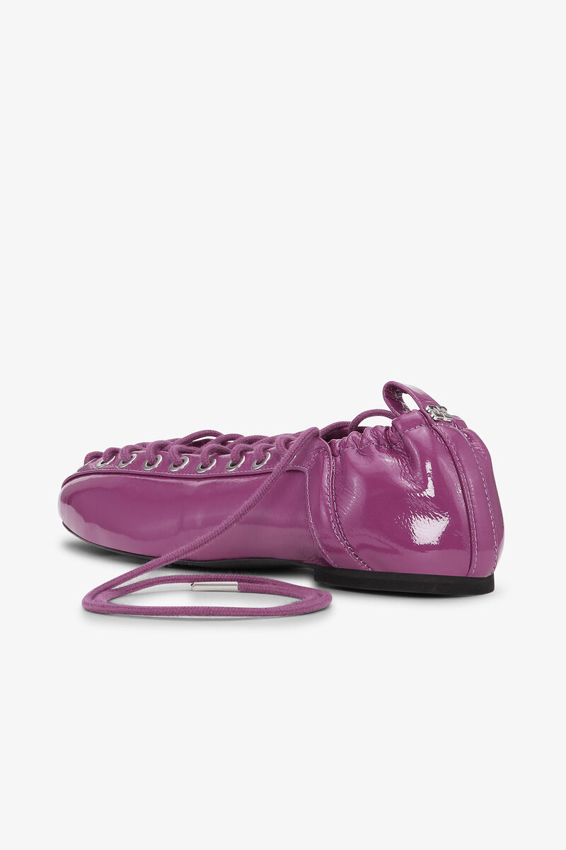 Lace-Up Ballerinas in Purple, Lyocell, in colour Fairy Tale - 3 - GANNI