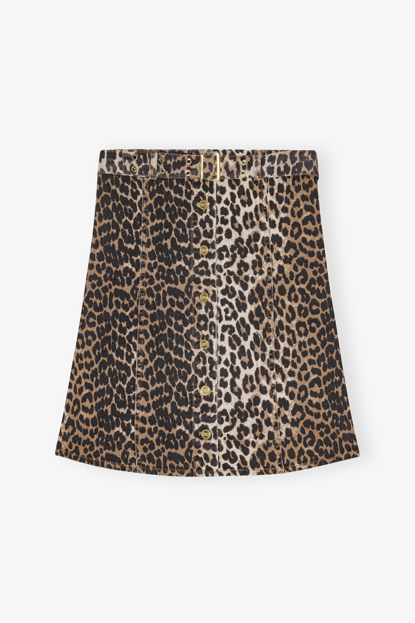 Leopard Denim-Topp, Cotton, in colour Leopard - 1 - GANNI