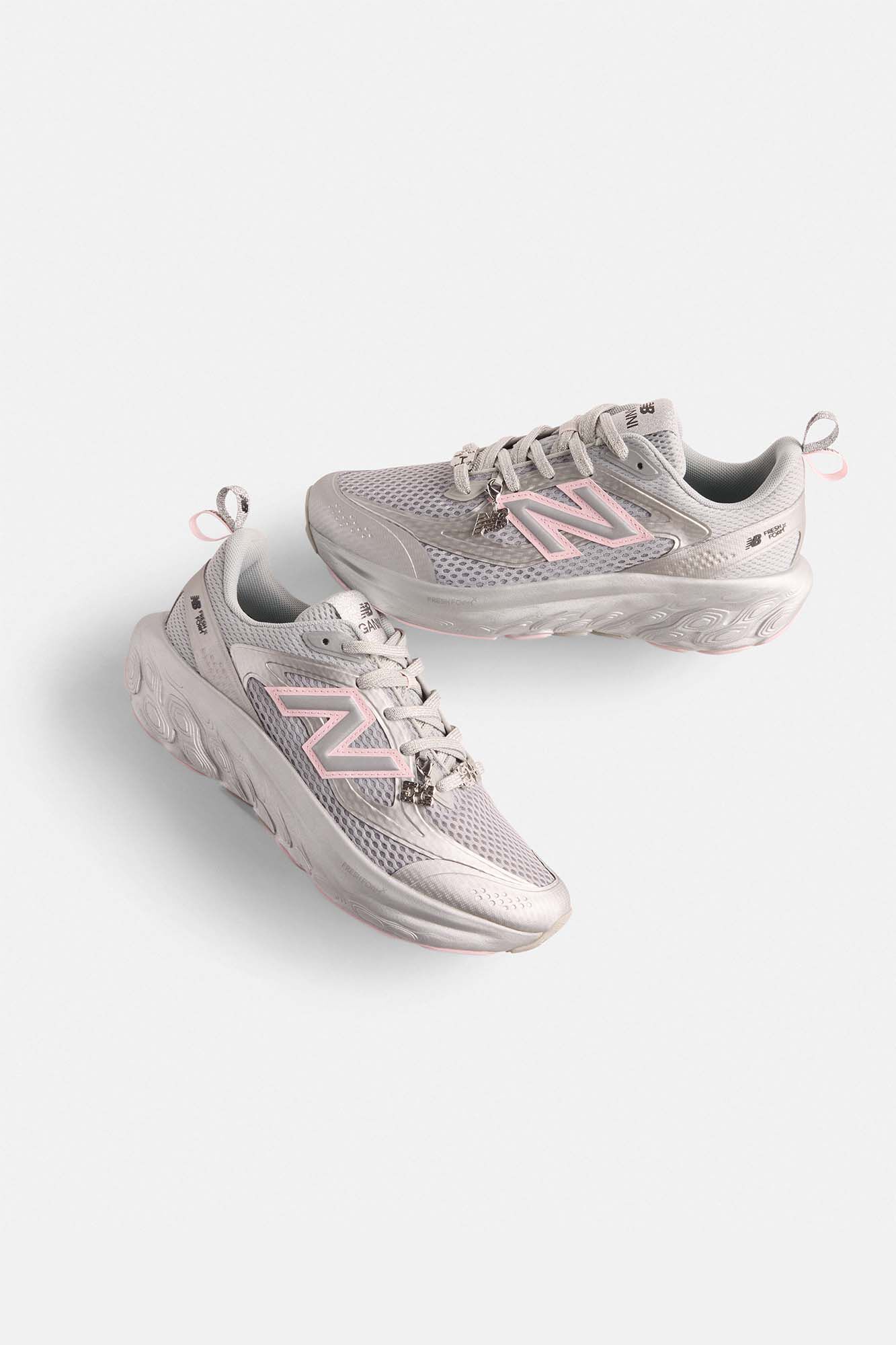 GANNI x New Balance Silver and Pink FFT Trainers, Recycled Polyester, in colour Silver Pink - 8 - GANNI
