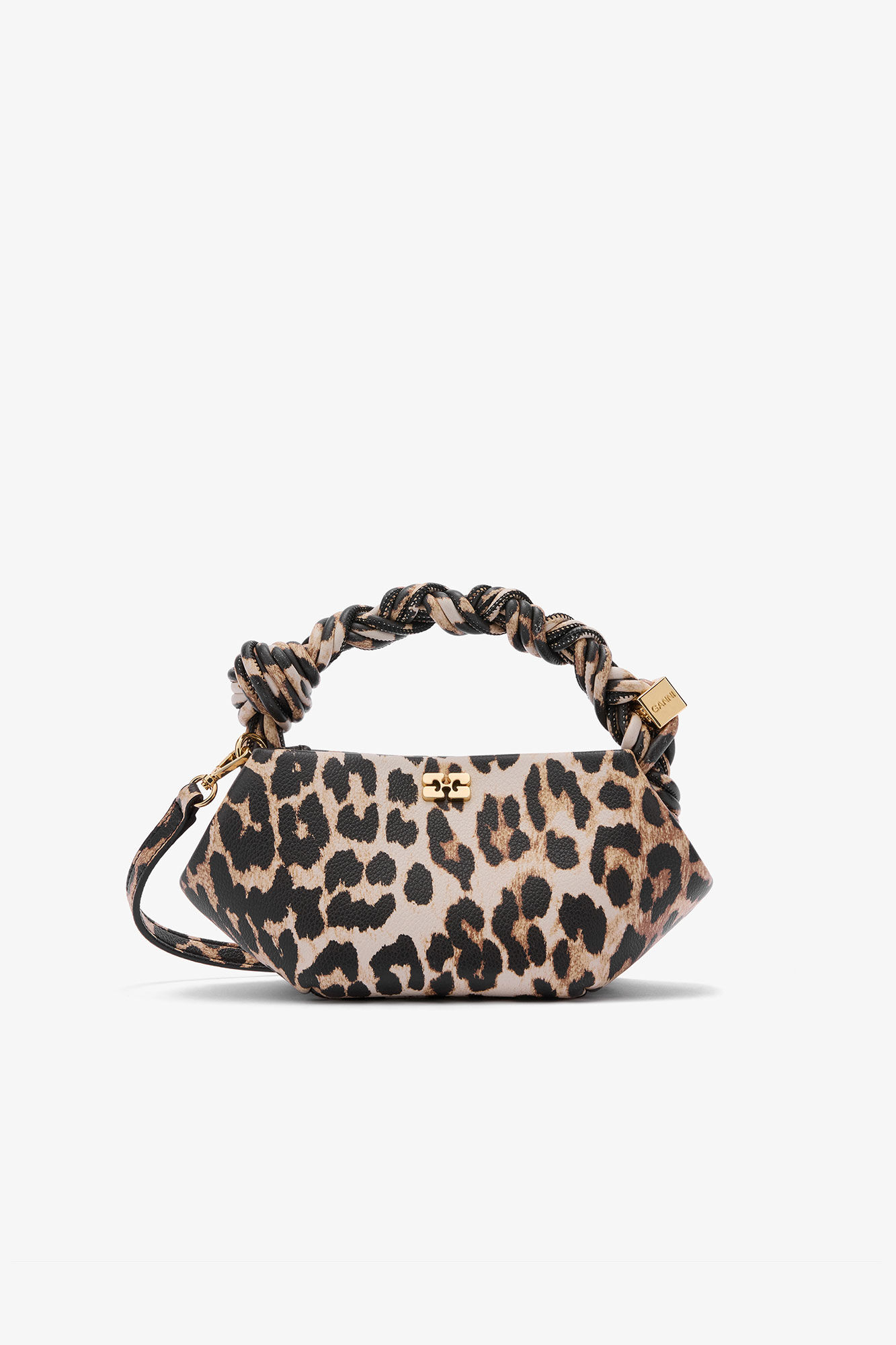 Leopard Grained Mini Bou Bag, in colour Almond Milk - 1 - GANNI