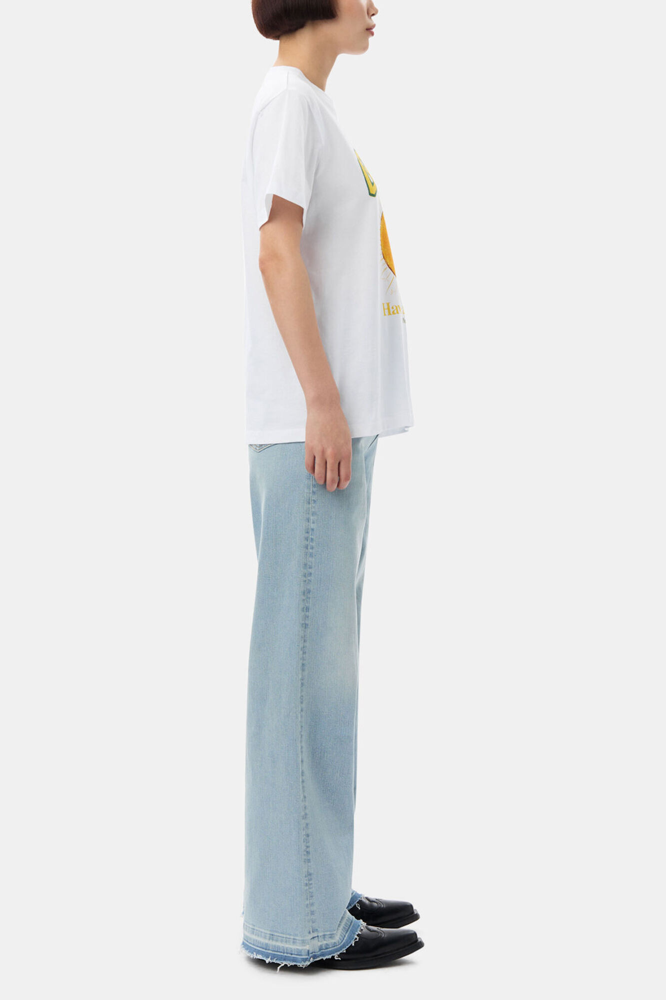 GANNI Tシャツ  値下げ無し White Basic Jersey Cherry Relaxed T-shirt | GANNI US