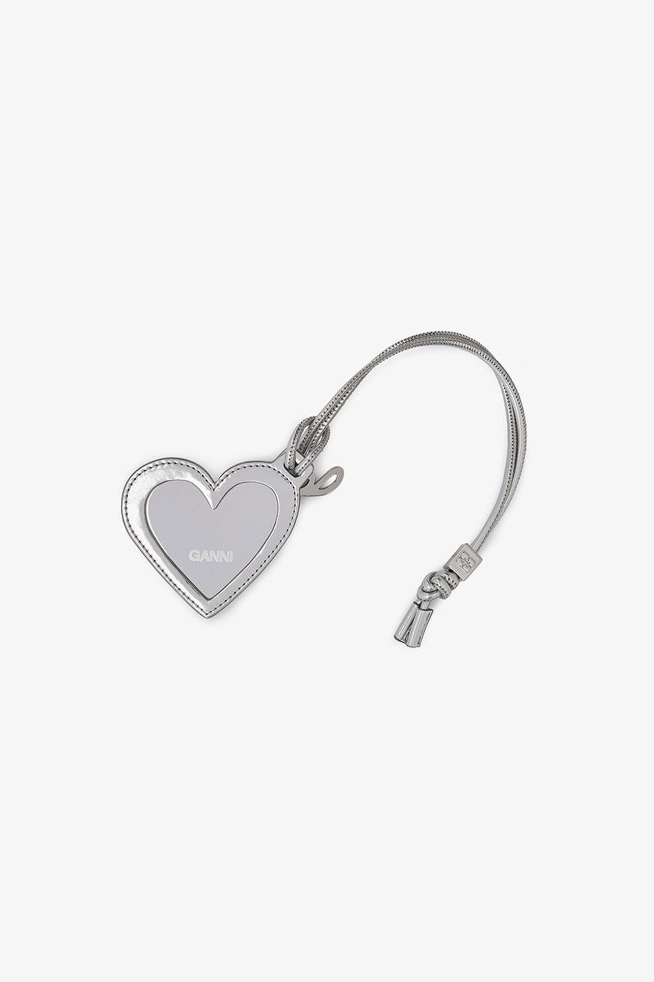 Silver GANNI Bou Heart Mirror, Polyester, in colour Silver - 2 - GANNI