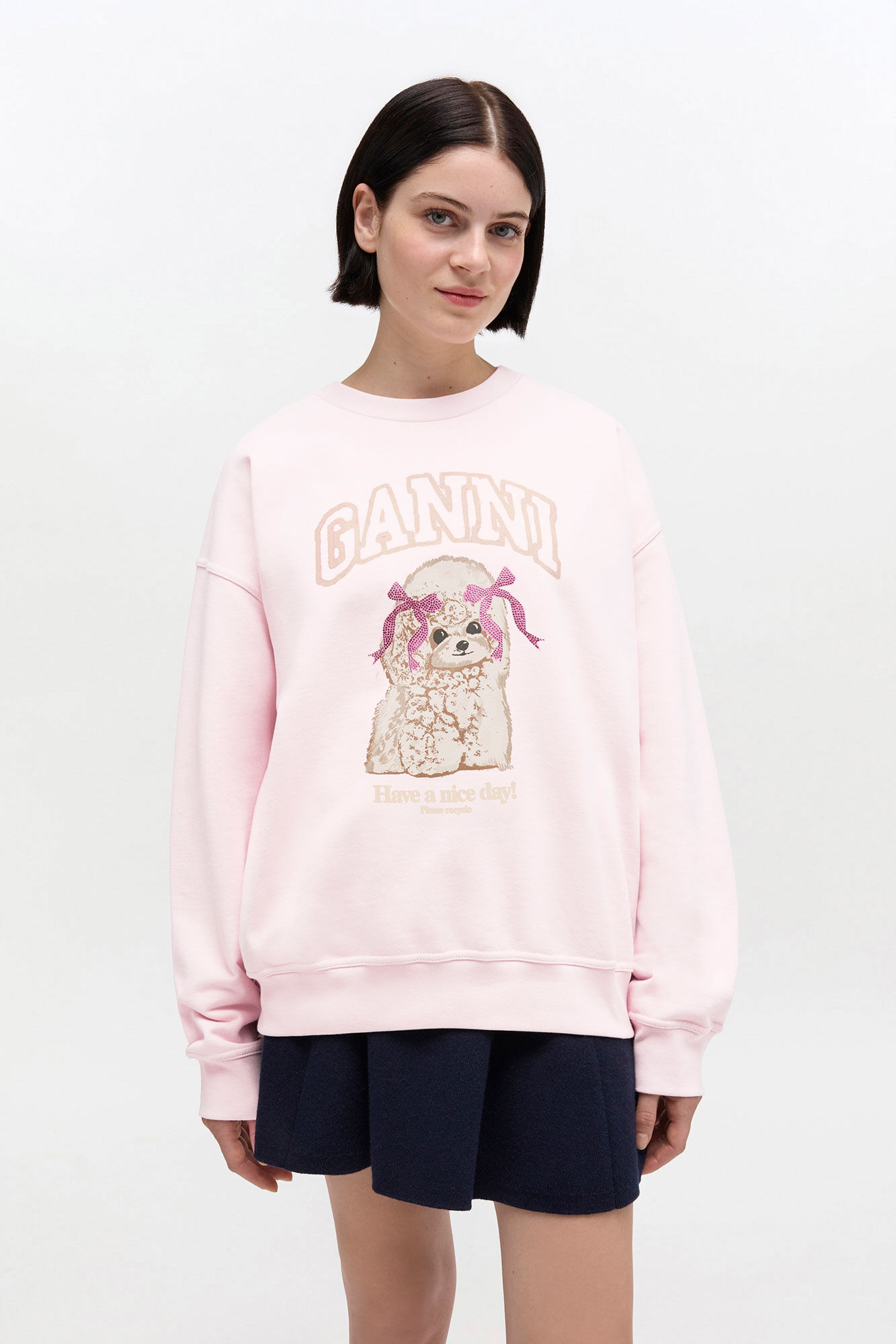 Pink Poodle Sweatshirt, in colour Chalk Pink - 1 - GANNI