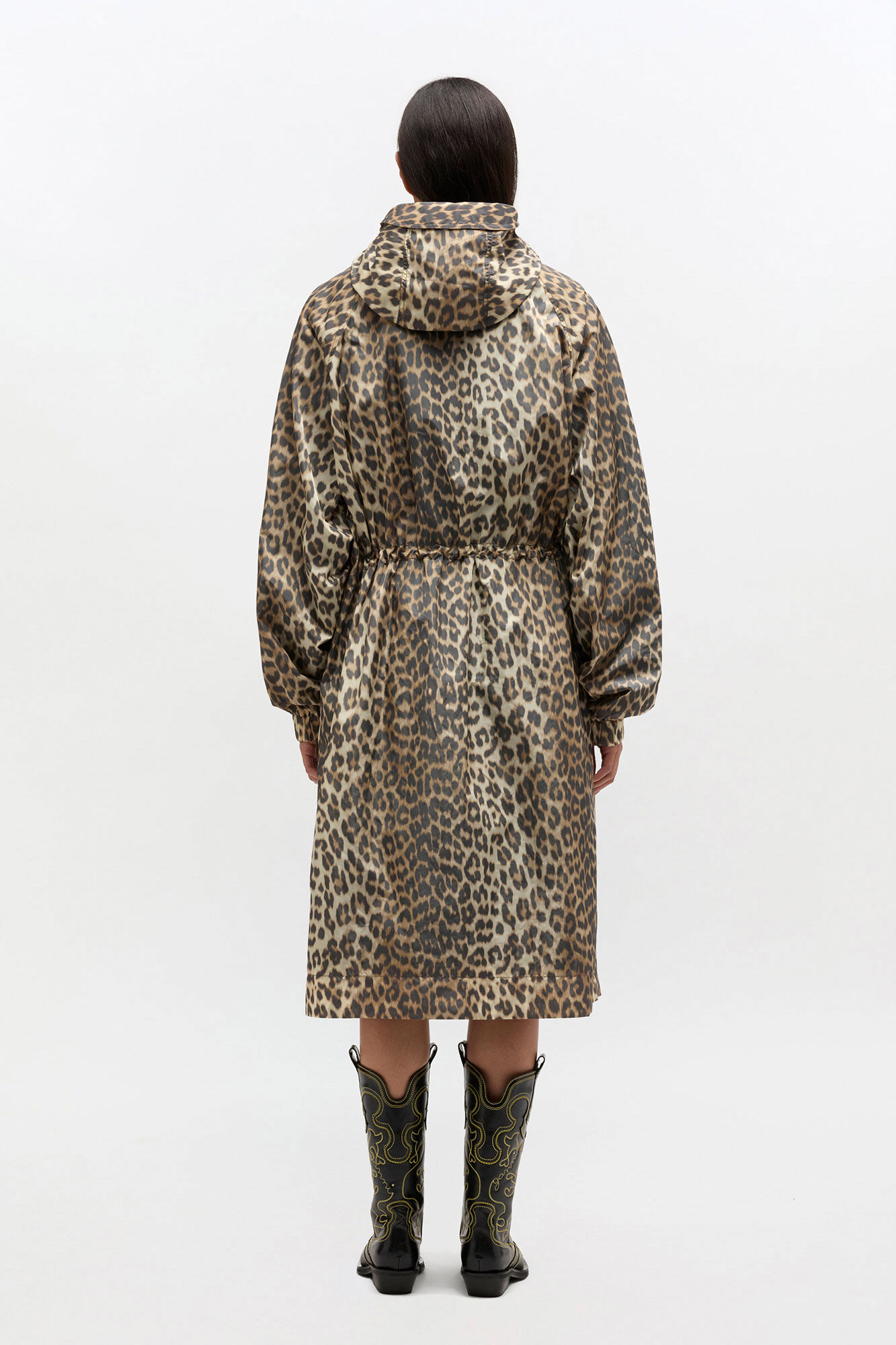 Leopard Nylon Parka Coat, in colour Almond Milk - 2 - GANNI