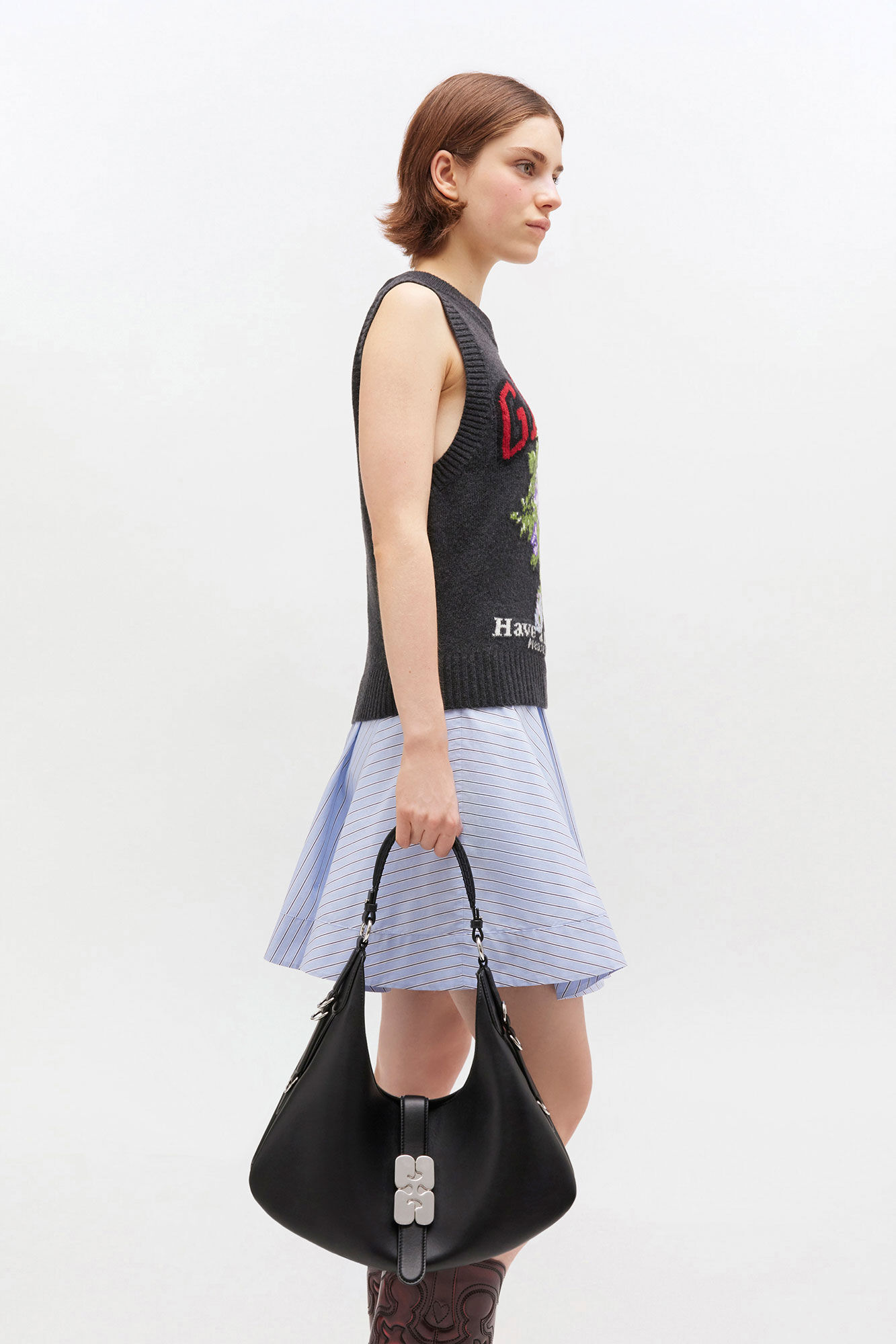 Black Small Kat Bag, Polyester, in colour Black - 4 - GANNI