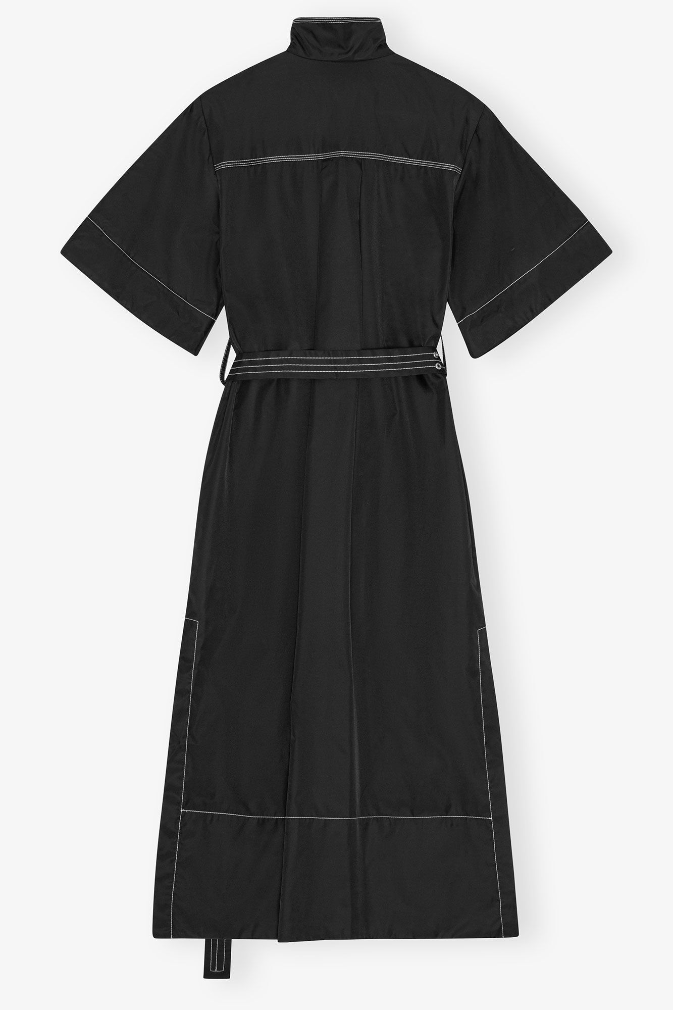 Black Stretch Cotton Dress, Polyurethane, in colour Black - 4 - GANNI