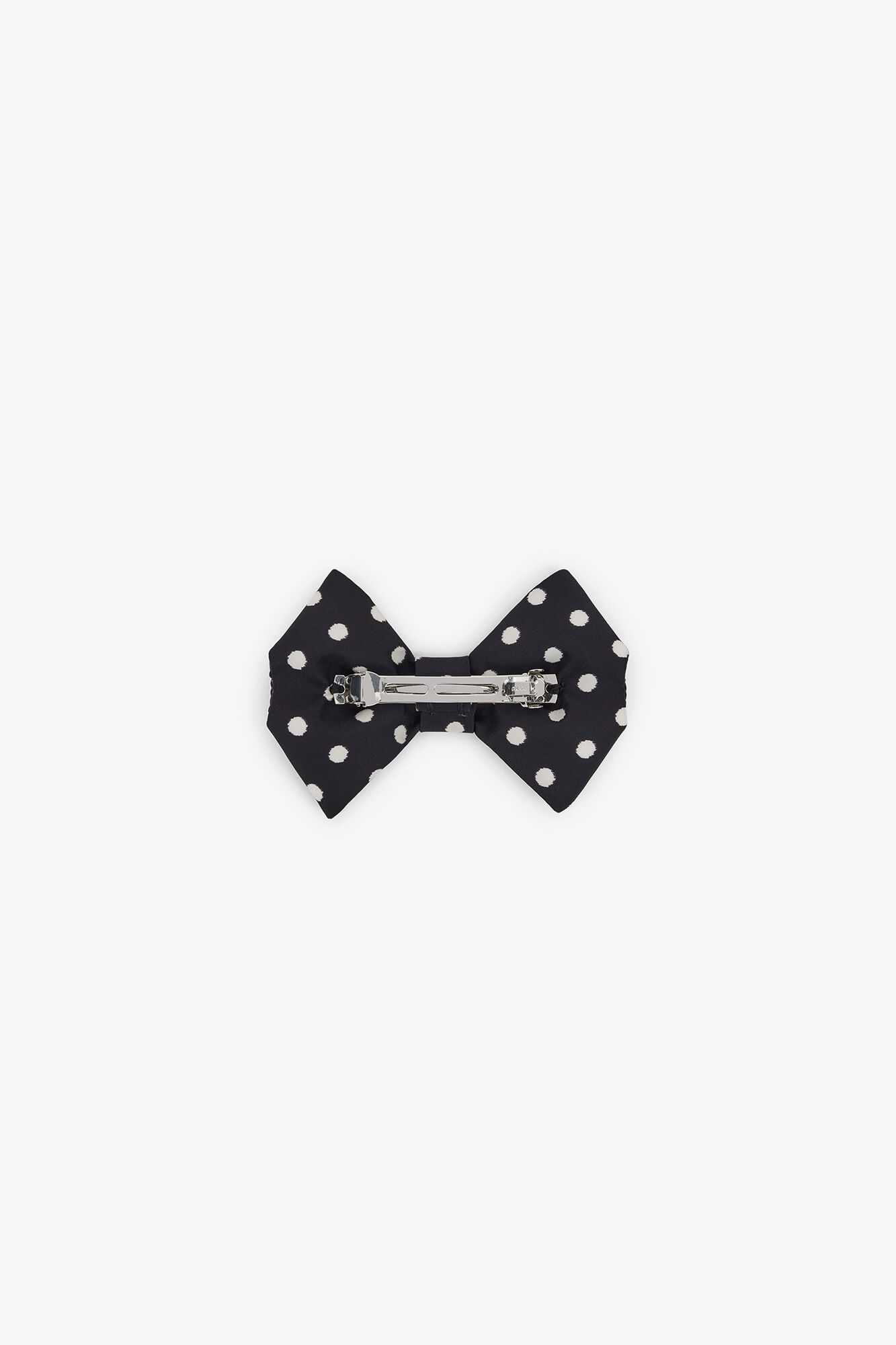 Polka-Dot Bow Hairclip, Recycled Nylon, in colour Black - 2 - GANNI