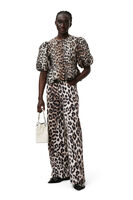 3D Leopard Jacquard Peplum Bluse, in colour Big Leopard Almond Milk - 1 - GANNI
