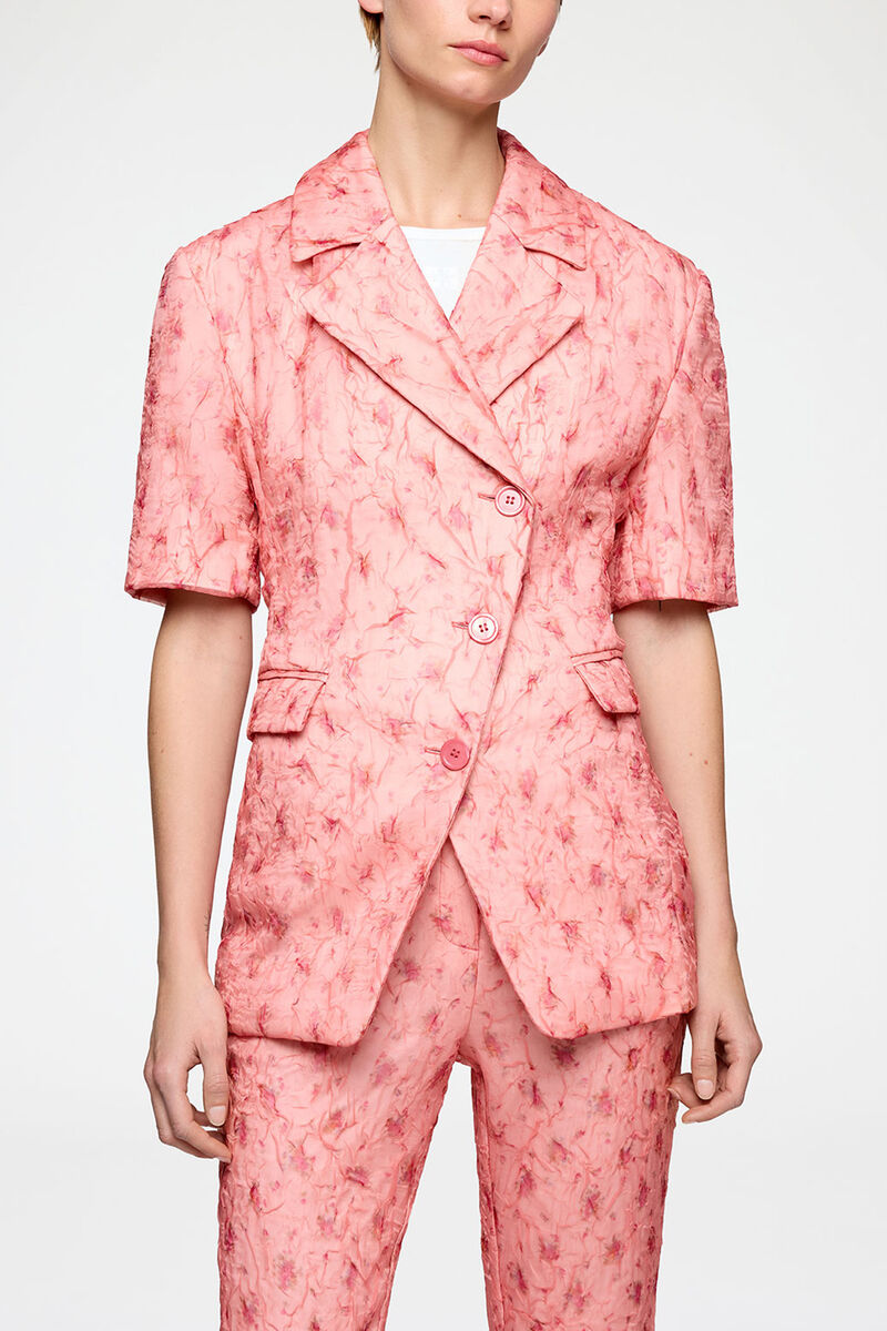 Blazer in Shibori Organza, Recycled Polyester, in colour Lantana - 1 - GANNI