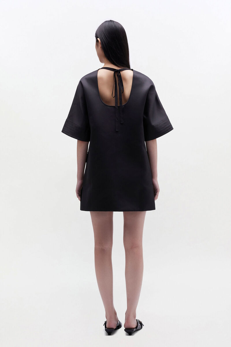 Black Kimono Dress, Recycled Polyester, in colour Black - 2 - GANNI