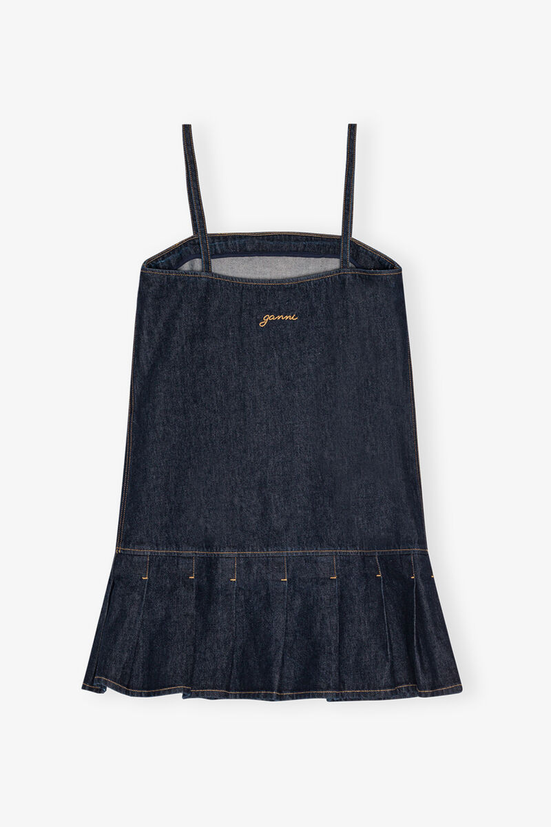 Denim Strap Mini klänning, Cotton, in colour Rinse - 2 - GANNI
