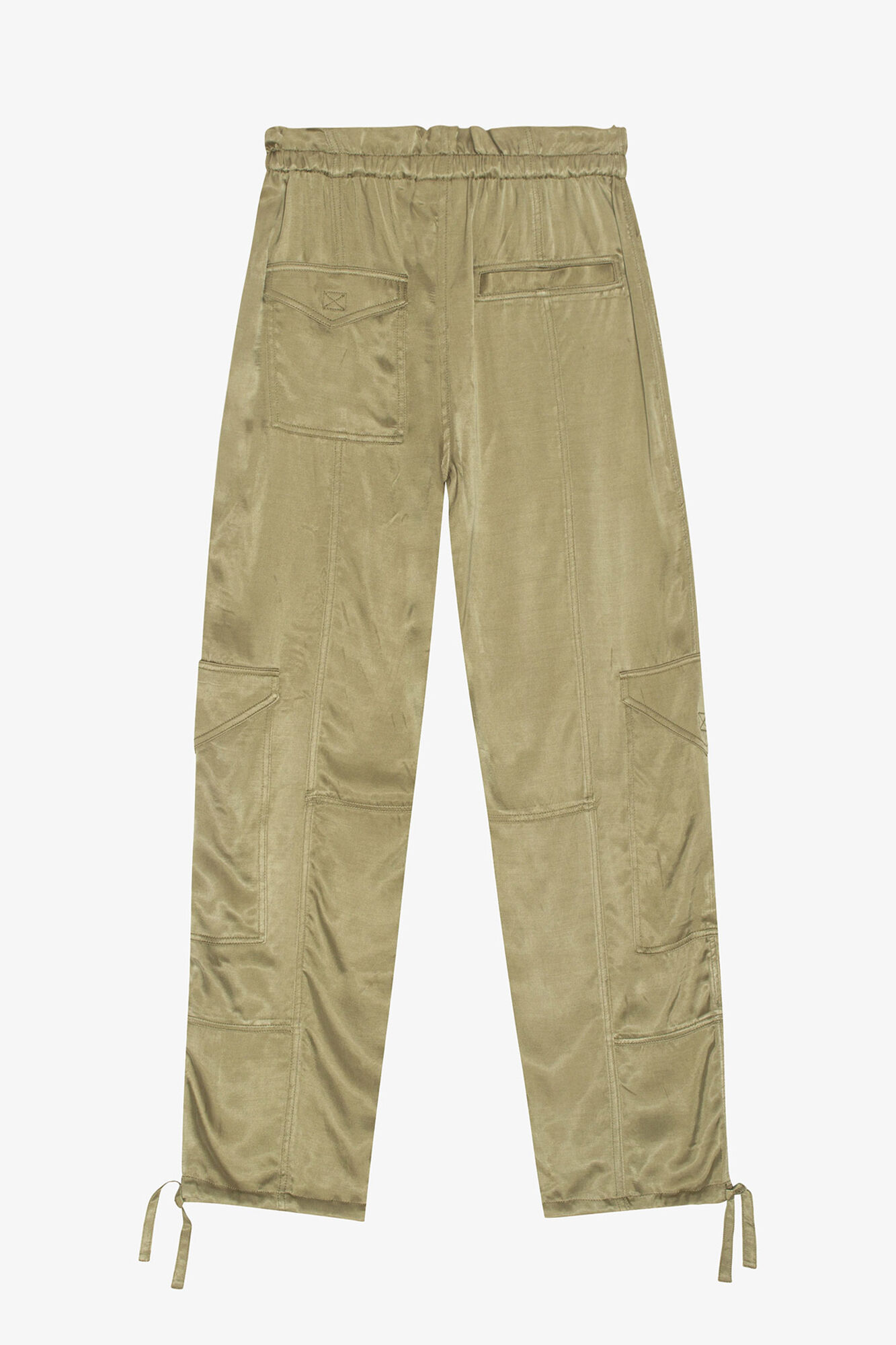 Washed Satin Trousers, LENZING&trade; ECOVERO&trade;, in colour Aloe - 2 - GANNI