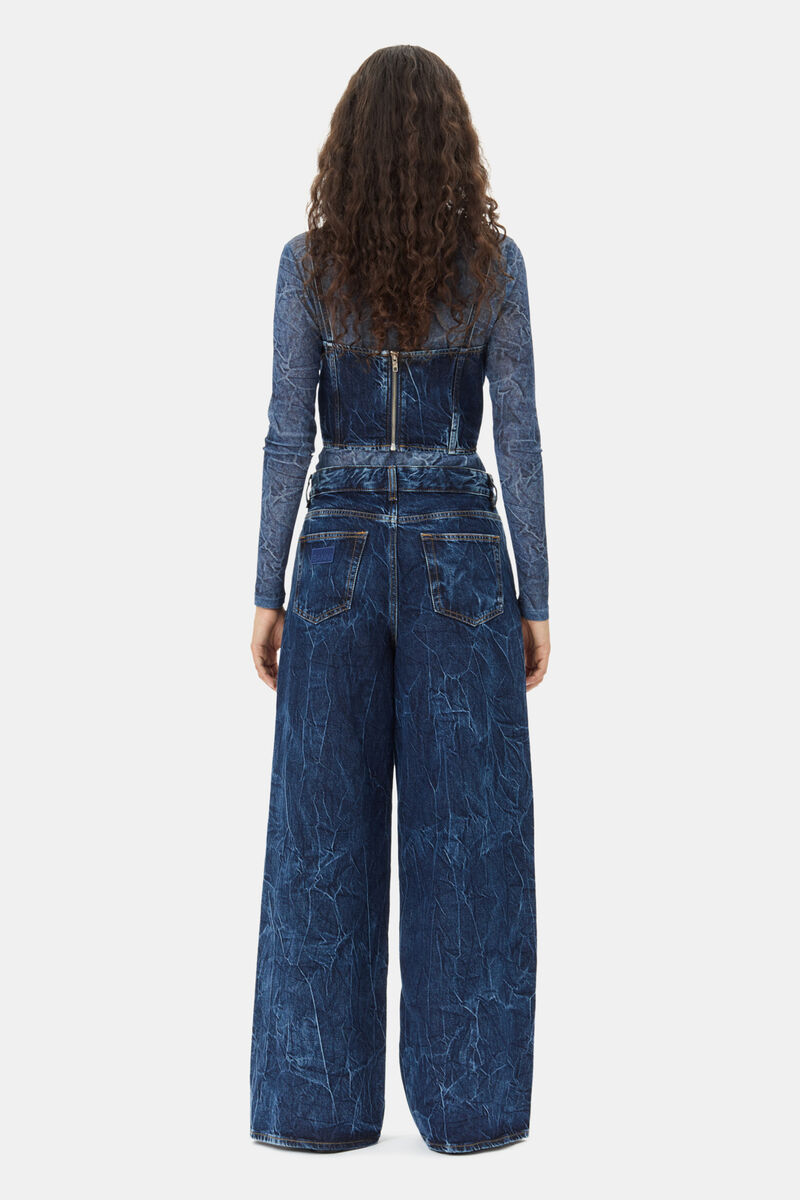 Dark Blue Marri Jeans, Organic Cotton, in colour Mid Blue Stone - 4 - GANNI