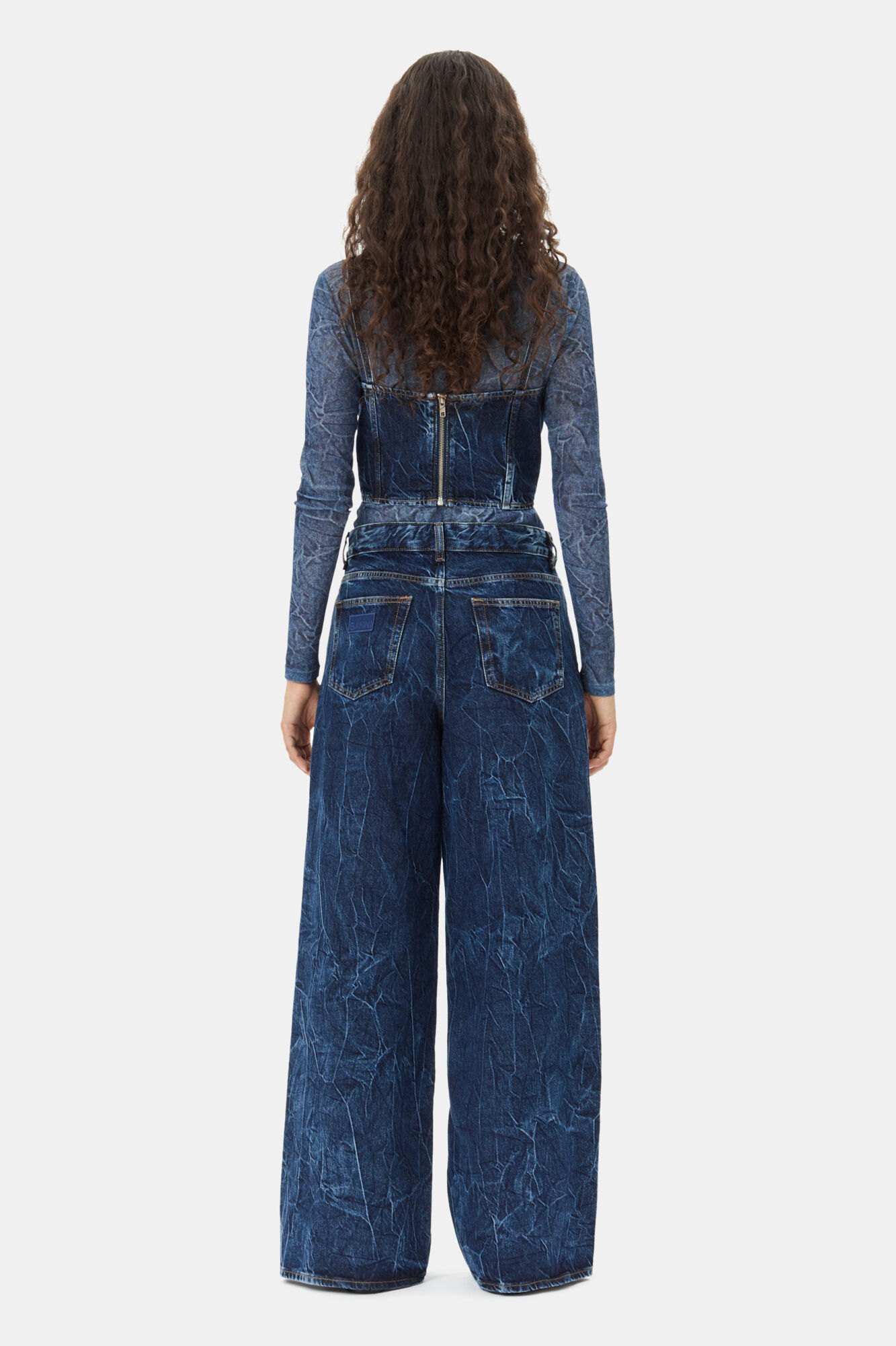 Mørkeblå Marri-jeans, Organic Cotton, in colour Mid Blue Stone - 4 - GANNI