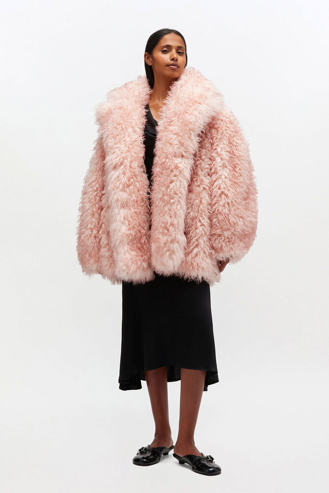 Manteau en fourrure alternative rose, Mary's Rose