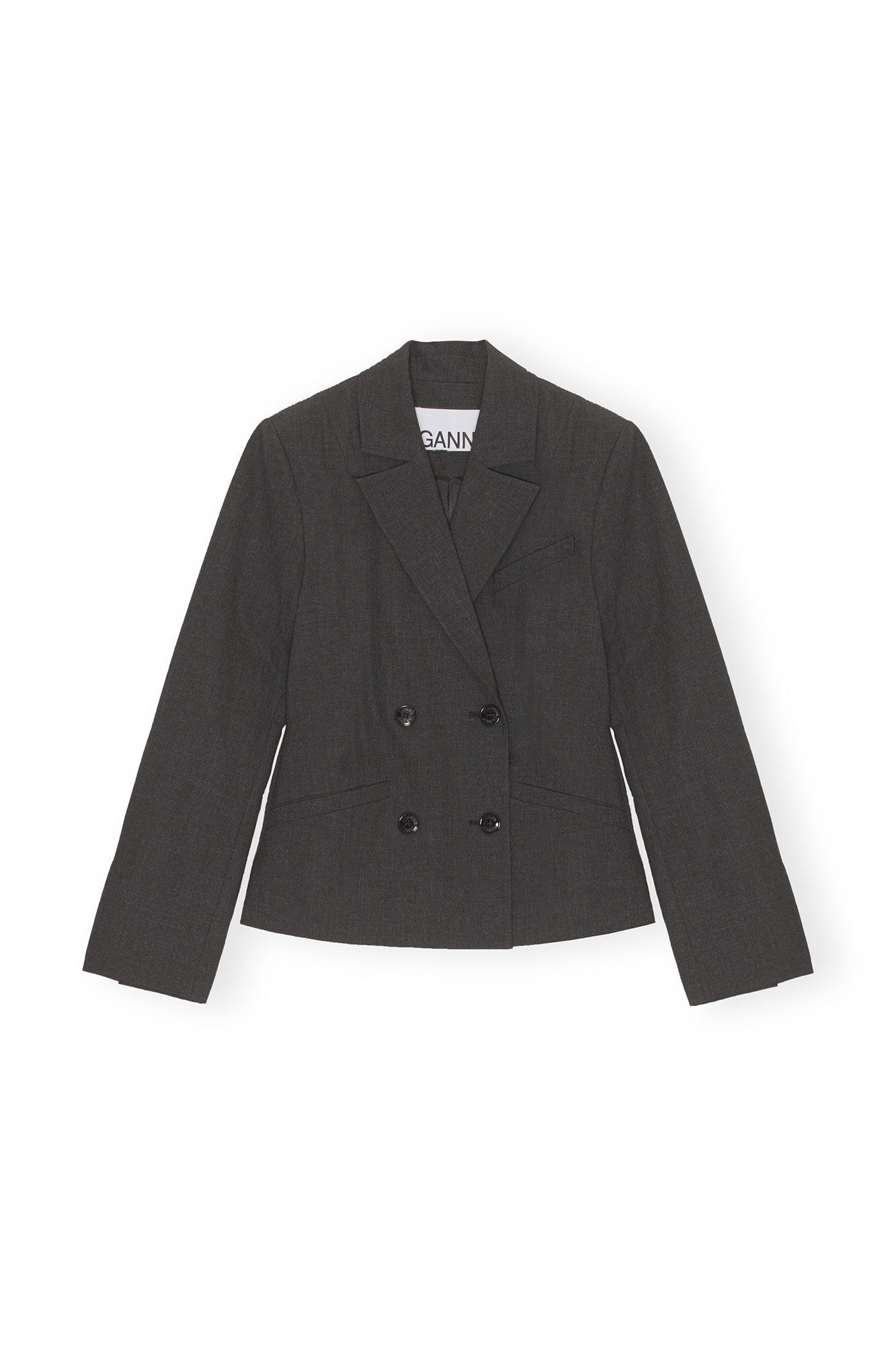 Drapey Melange Fitted Blazer, Elastane, in colour Phantom - 1 - GANNI