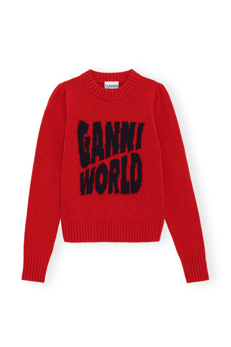 Graphic Pullover, Recycled Polyamide, in colour Barbados Cherry - 1 - GANNI