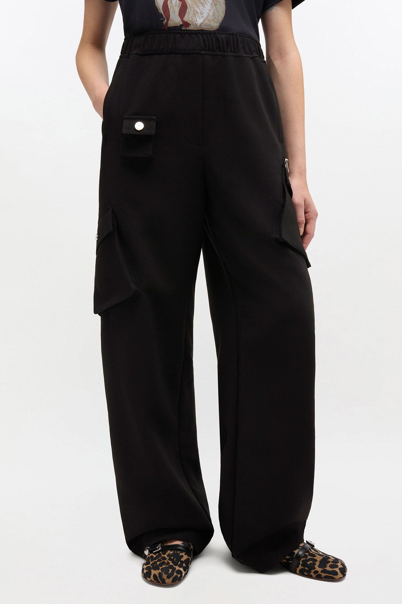 Black Twill Suiting Pants, in colour Jet Black - 2 - GANNI