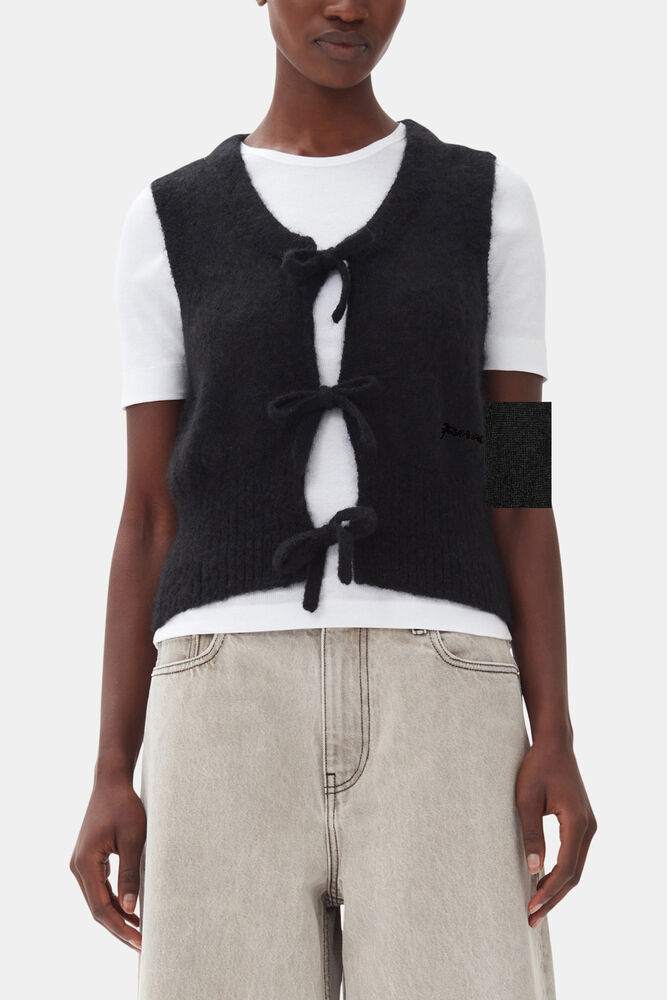 Black Tie String Vest, Black