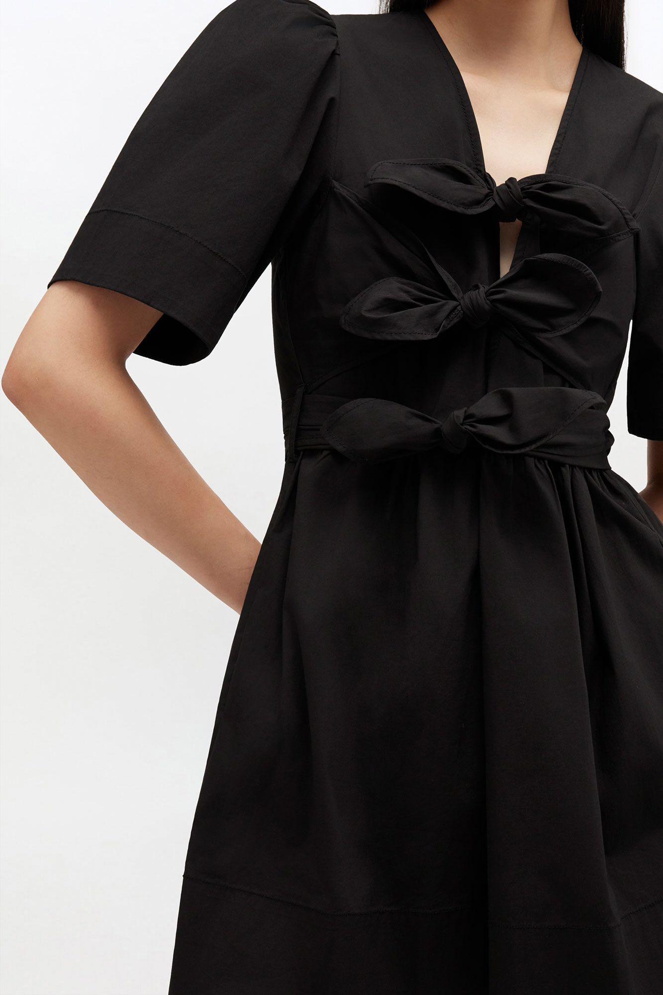 Cotton Mini Dress, Organic Cotton, in colour Black - 3 - GANNI