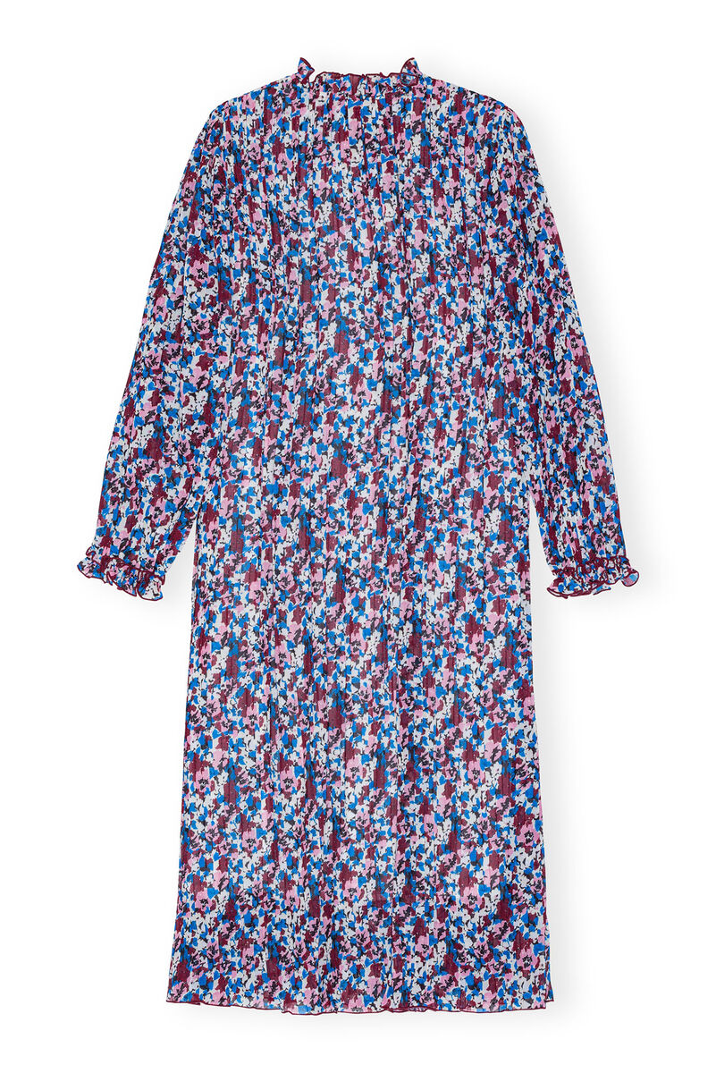 Multicolour Pleated Georgette Midi Dress, Recycled Polyester, in colour Multicolour - 2 - GANNI