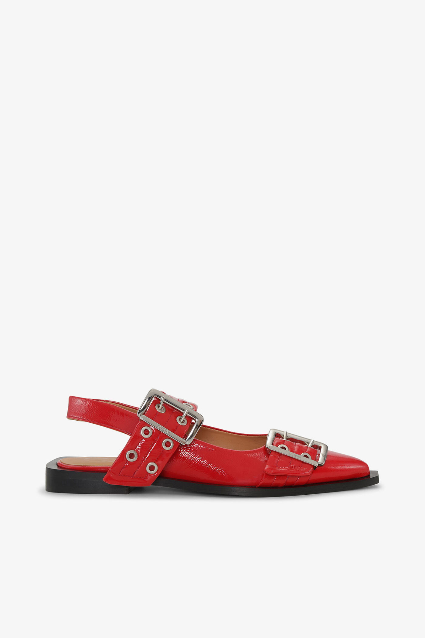 Feminine Buckle Ballerinas in Red