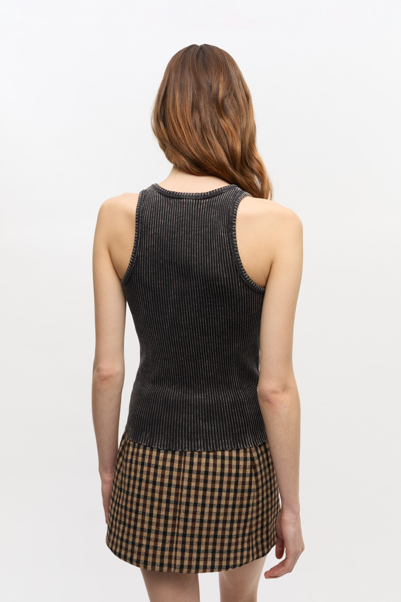 Black Washed Tank Top, Cotton, in colour Black Washed - 3 - GANNI