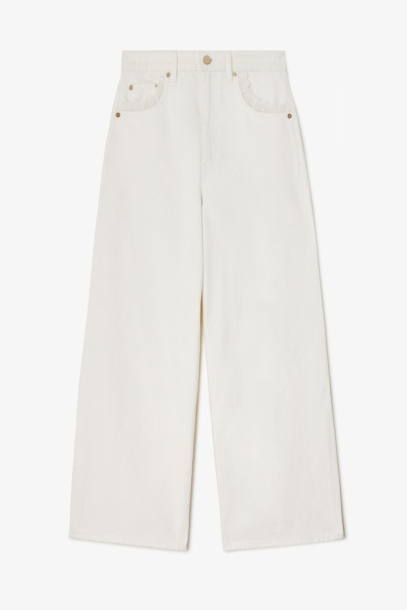 Lari Straight Jeans in White Denim, Organic Cotton, in colour Bright White - 1 - GANNI